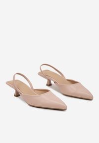 Renee - Beżowe Sandały na Kaczuszce Typu Slingback Donariel. Okazja: na co dzień. Kolor: beżowy. Materiał: jeans. Obcas: na szpilce. Styl: klasyczny, casual, elegancki, wizytowy. Wysokość obcasa: średni