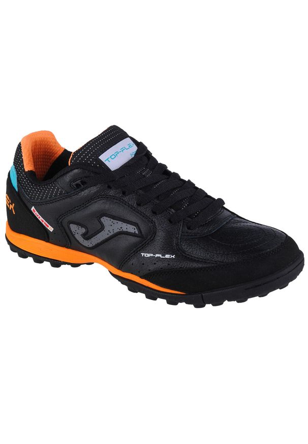 Buty do piłki nożnej męskie Joma Top Flex TF. Zapięcie: sznurówki. Kolor: czarny. Materiał: materiał, skóra, guma, tkanina. Szerokość cholewki: normalna. Sport: piłka nożna