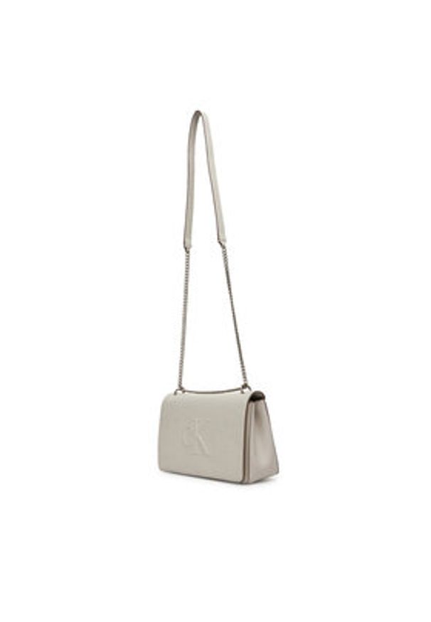 Calvin Klein Jeans Torebka Sculpted Ew Flap25 Shoulder Bag LV04K3035G Biały. Kolor: biały. Materiał: skórzane