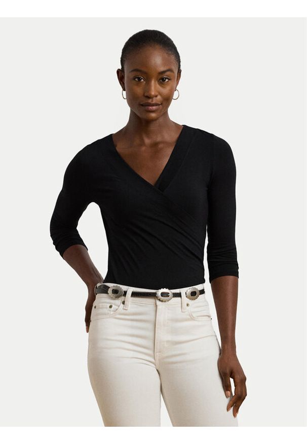 Lauren Ralph Lauren Bluzka 200824366001 Czarny Slim Fit. Kolor: czarny. Materiał: wiskoza