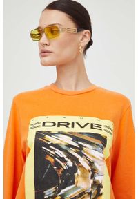 Resume - Résumé longsleeve bawełniany kolor pomarańczowy. Kolor: pomarańczowy. Materiał: bawełna. Długość rękawa: długi rękaw. Wzór: nadruk. Styl: klasyczny #3