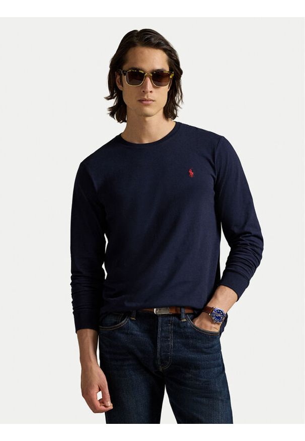 Polo Ralph Lauren Longsleeve Classics 710671468024 Granatowy Slim Fit. Typ kołnierza: polo. Kolor: niebieski. Materiał: bawełna. Długość rękawa: długi rękaw