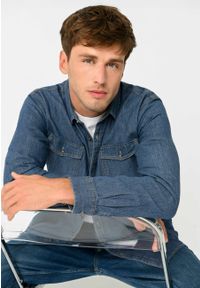 Volcano - Koszula jeansowa, Regular Fit, K-TENY. Okazja: na co dzień. Materiał: jeans. Styl: casual, klasyczny