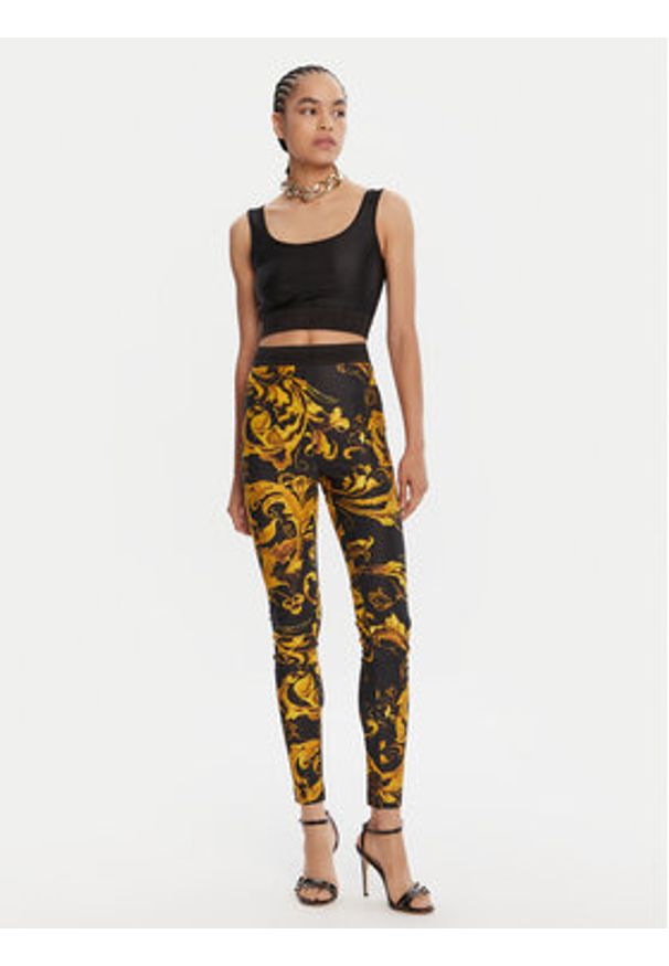 Versace Jeans Couture Legginsy 79HAC101 JS501 Czarny Slim Fit. Kolor: czarny. Materiał: syntetyk
