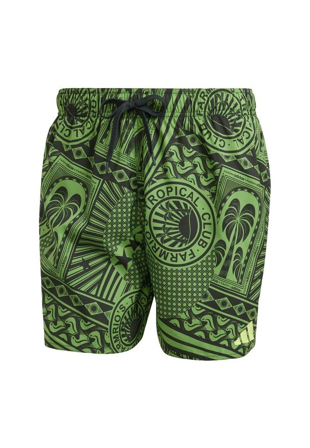 Adidas - Szorty adidas x FARM 3-Stripes Swim 5-Inch. Kolor: żółty, wielokolorowy, czarny, zielony. Materiał: materiał