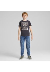 Koszulka sportowa chłopięca Puma Ess+ Mid 90s Graphic Tee. Kolor: szary. Długość rękawa: krótki rękaw. Długość: krótkie