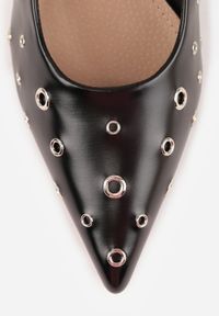 Born2be - Czarne Czółenka Vices na Szpilce ze Skórzaną Wkładką i Nitami Rilenna. Okazja: na spotkanie biznesowe. Kolor: czarny. Materiał: skóra. Obcas: na szpilce. Styl: biznesowy, elegancki, klasyczny #6