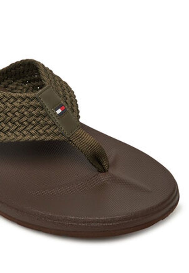 TOMMY HILFIGER - Tommy Hilfiger Japonki Molded Web Beach Sandal FM0FM05434 Khaki. Kolor: brązowy. Materiał: materiał
