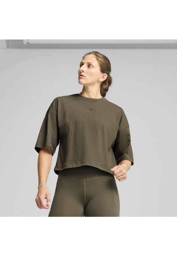 Puma - Damska koszulka oversize PUMA x HYROX PUMA Loden Green. Kolor: zielony. Sport: fitness