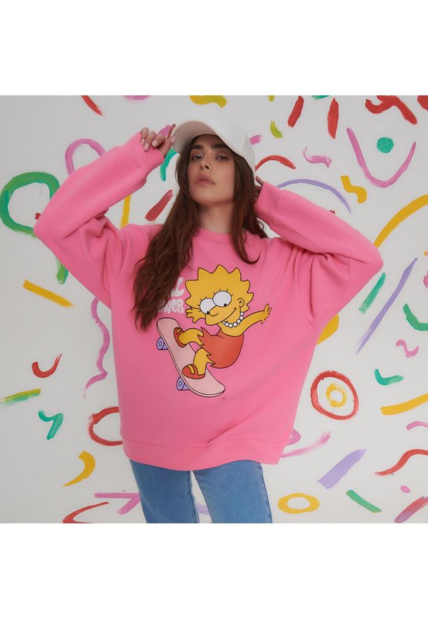 Sinsay - Bluza z nadrukiem The Simpsons - Różowy. Kolor: różowy. Wzór: nadruk