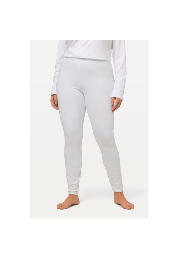 ULLA POPKEN - Damskie Narciarskie legginsy funkcyjne szybkoschnące bardzo ciepłe. Kolekcja: plus size. Kolor: biały. Materiał: poliester, materiał, elastan. Sezon: zima. Sport: narciarstwo