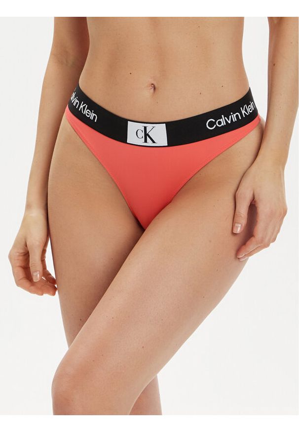 Calvin Klein Swimwear Dół od bikini KW0KW02352 Różowy. Kolor: pomarańczowy. Materiał: syntetyk