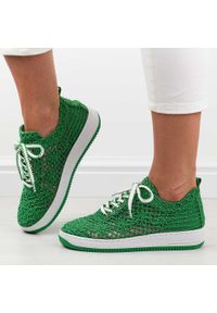 Zielone plecione sportowe buty damskie T.Sokolski 175. Kolor: zielony. Materiał: tkanina #1
