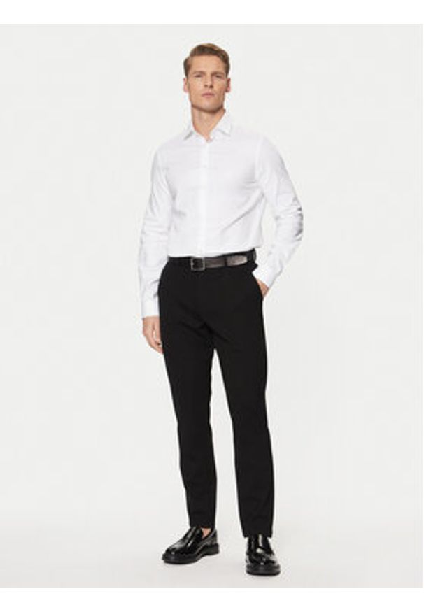 Calvin Klein Koszula K10K113851 Biały Slim Fit. Kolor: biały. Materiał: bawełna