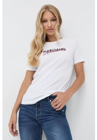 Marciano Guess - T-shirt. Okazja: na co dzień. Kolor: biały. Wzór: aplikacja. Styl: casual #1