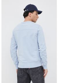 Calvin Klein Jeans bluza bawełniana męska gładka. Okazja: na co dzień. Kolor: niebieski. Materiał: bawełna. Wzór: gładki. Styl: casual