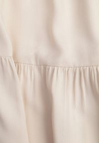 Born2be - Beżowa Rozkloszowana Spódnica z Wiskozy z Wysokim Stanem z Gumką w Pasie z Falbanką Prisella. Okazja: na co dzień. Stan: podwyższony. Kolor: beżowy. Materiał: wiskoza. Styl: boho, casual #7