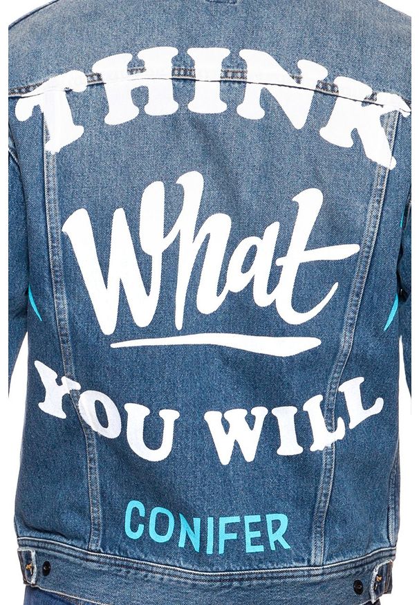 Lee - KURTKA JEANSOWA LEE OVERSIZED RIDER DUSK VINTAGE L88Z44ATA. Materiał: jeans. Wzór: nadruk. Styl: vintage