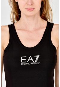 EA7 Emporio Armani - EA7 Top czarny na ramiączka ze srebrnym logo. Kolor: czarny. Materiał: bawełna. Długość rękawa: na ramiączkach #3