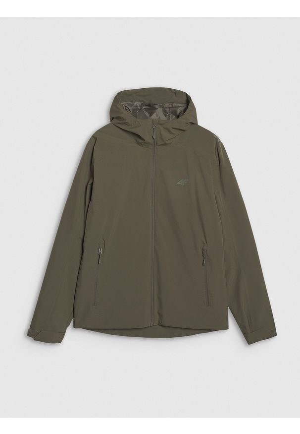 4f - 4F Kurtka przejściowa membrana 5000 męska - oliwkowa/khaki L. Okazja: na co dzień. Typ kołnierza: kaptur. Kolor: oliwkowy, brązowy, wielokolorowy. Materiał: dzianina, tkanina, syntetyk, materiał, poliester. Wzór: gładki. Styl: casual, klasyczny, sportowy