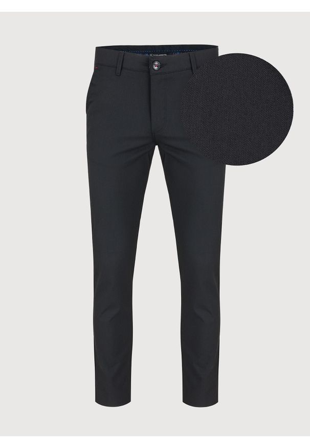Pako Lorente - PAKO LORENTE – Spodnie męskie czarne P22WF-WX-006-C-S. Kolor: czarny. Materiał: poliester, elastan, wiskoza. Długość: długie. Styl: klasyczny