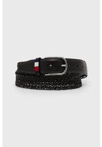 TOMMY HILFIGER - Tommy Hilfiger pasek skórzany BUSINESS BRAIDED 3.5 męski kolor brązowy. Kolor: brązowy. Materiał: skóra