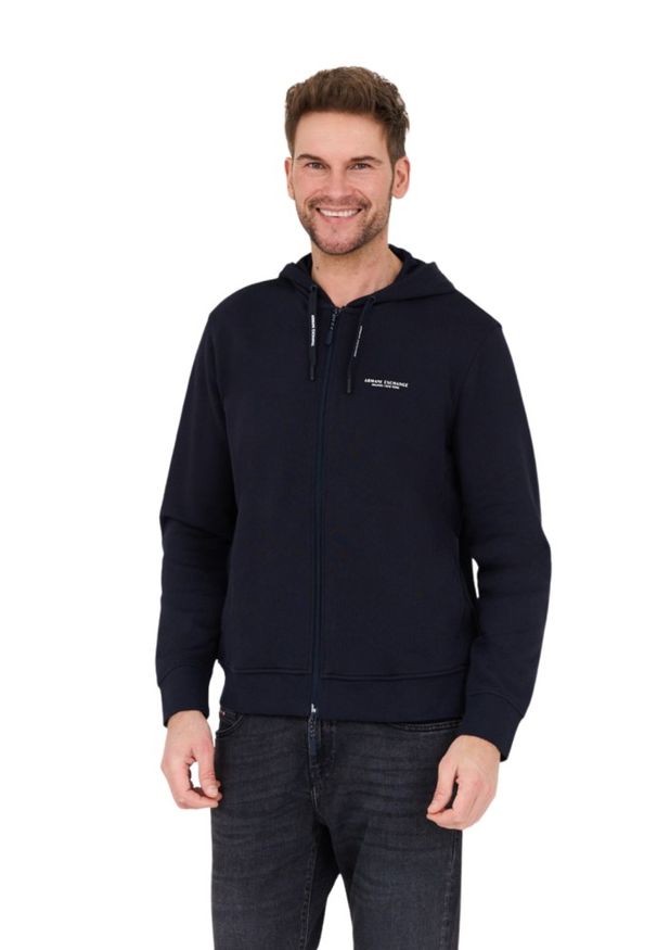 Armani Exchange - ARMANI EXCHANGE Granatowa bluza z kapturem. Typ kołnierza: kaptur. Kolor: niebieski