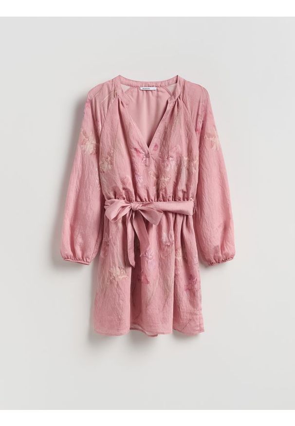 Reserved - Sukienka mini z modalem - wielobarwny. Materiał: tkanina. Długość: mini