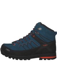 Buty trekkingowe męskie CMP Moon Mid WP. Kolor: niebieski, szary, wielokolorowy. Materiał: skóra, materiał, syntetyk, guma, zamsz. Sport: turystyka piesza