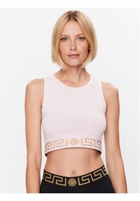 VERSACE - Versace Top Topeka 1008598 Różowy Slim Fit. Kolor: różowy. Materiał: bawełna