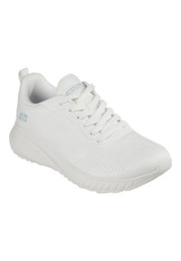 skechers - Buty do chodzenia damskie Skechers Bobs Squad Chaos Face Off. Zapięcie: sznurówki. Kolor: biały. Materiał: guma, materiał, tkanina, syntetyk. Szerokość cholewki: normalna. Sport: turystyka piesza