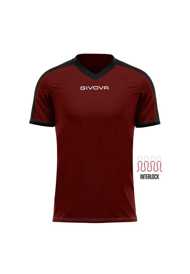 Koszulka piłkarska dla dorosłych Givova Revolution Interlock. Kolor: czerwony, wielokolorowy, czarny, brązowy. Materiał: poliester. Sport: piłka nożna