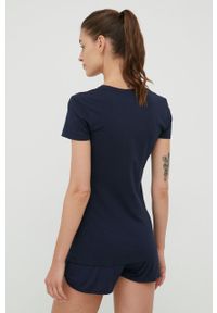 Emporio Armani Underwear t-shirt damski kolor granatowy. Kolor: niebieski. Materiał: bawełna. Długość rękawa: krótki rękaw. Długość: krótkie. Wzór: nadruk #4
