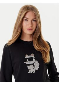 Karl Lagerfeld - KARL LAGERFELD Bluza A3W20066 Czarny Regular Fit. Typ kołnierza: dekolt w karo. Kolor: czarny. Materiał: bawełna #2