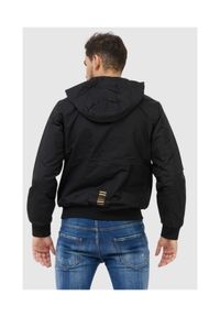 EA7 Emporio Armani - EA7 Czarna kurtka męska ze złotymi zamkami, Rozmiar S. Typ kołnierza: kaptur. Kolor: czarny. Materiał: polar. Wzór: aplikacja #4