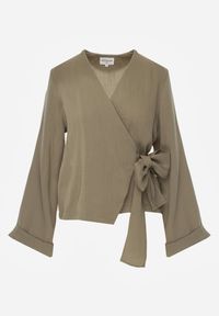 Renee - Zielona Wiskozowa Bluzka z Kopertowym Dekoltem i Wiązaniem z Boku Velarila. Typ kołnierza: dekolt kopertowy. Kolor: zielony. Materiał: wiskoza #2