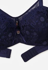 Born2be - Granatowy Biustonosz z Koronką i Transparentną Wstawką Heliphine. Kolor: niebieski. Materiał: koronka. Wzór: koronka #7