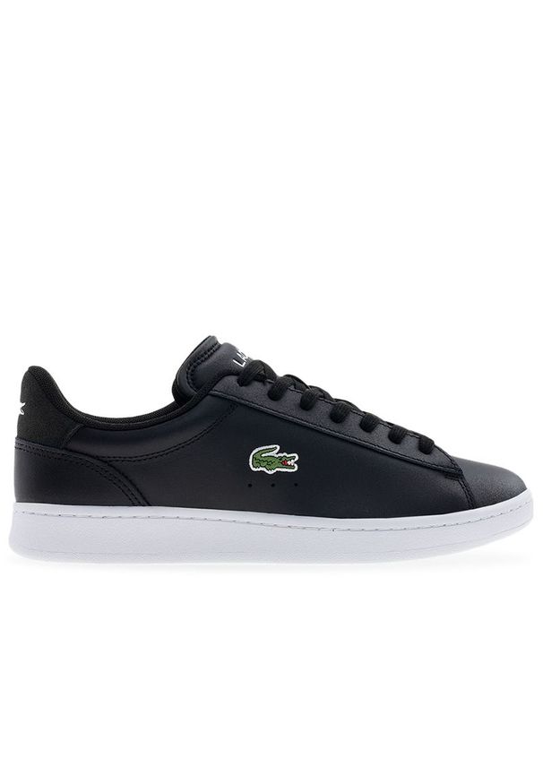 Buty męskie Lacoste Carnaby Set 224 1 SMA 748SMA0011-312 - czarne. Okazja: na co dzień. Zapięcie: sznurówki. Kolor: czarny. Materiał: guma, skóra. Szerokość cholewki: normalna. Wzór: aplikacja