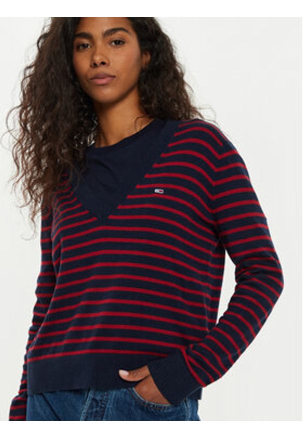 Tommy Jeans Sweter Essential DW0DW18670 Kolorowy Regular Fit. Materiał: bawełna. Wzór: kolorowy