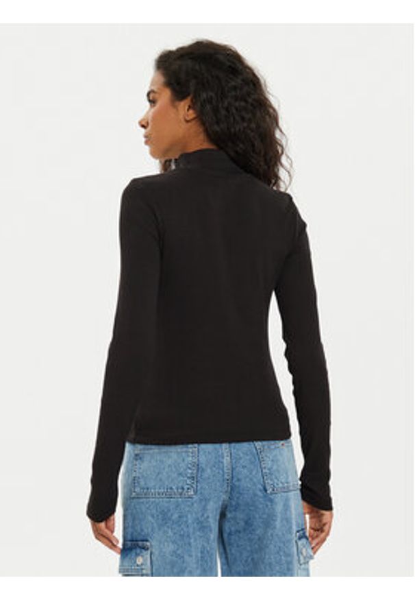 Tommy Jeans Bluzka Tjw Essential Mock Neck DW0DW19830 Czarny Slim Fit. Kolor: czarny. Materiał: bawełna