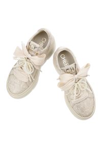 CheBello - Złote Sneakersy Chebello Stylowe Obuwie Damskie Na Platformie. Kolor: złoty. Szerokość cholewki: normalna. Wzór: aplikacja. Obcas: na platformie. Styl: elegancki #6