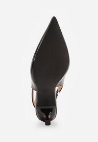 Born2be - Czarne Lakierowane Sandały na Szpilce z Noskiem w Szpic i Odkrytą Piętą Tadeonia. Nosek buta: szpiczasty. Kolor: czarny. Materiał: lakier. Obcas: na szpilce. Styl: elegancki #9