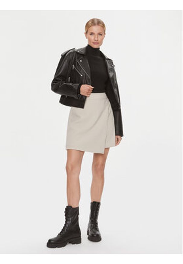 DKNY Spódnica trapezowa UK3SX131 Beżowy Regular Fit. Kolor: beżowy. Materiał: syntetyk