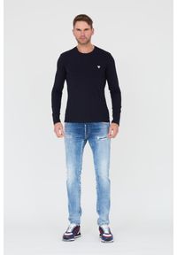 Guess - GUESS Granatowy męski longsleeve, Rozmiar XL. Kolor: niebieski. Długość rękawa: długi rękaw #4