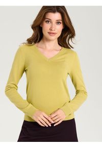Sinsay - Sweter z dekoltem w serek - żółty. Typ kołnierza: dekolt w serek. Kolor: żółty