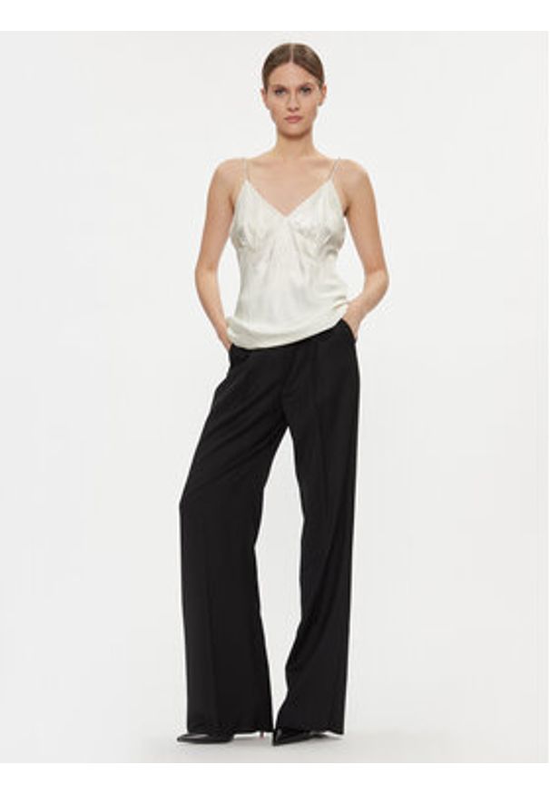 TwinSet - TWINSET Top 232TT2061 Écru Slim Fit. Kolor: kremowy. Materiał: wiskoza