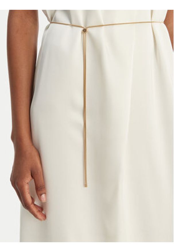 Hugo - HUGO Sukienka koktajlowa Kewina-1 50566973 Écru Slim Fit. Kolor: kremowy. Materiał: syntetyk. Styl: wizytowy