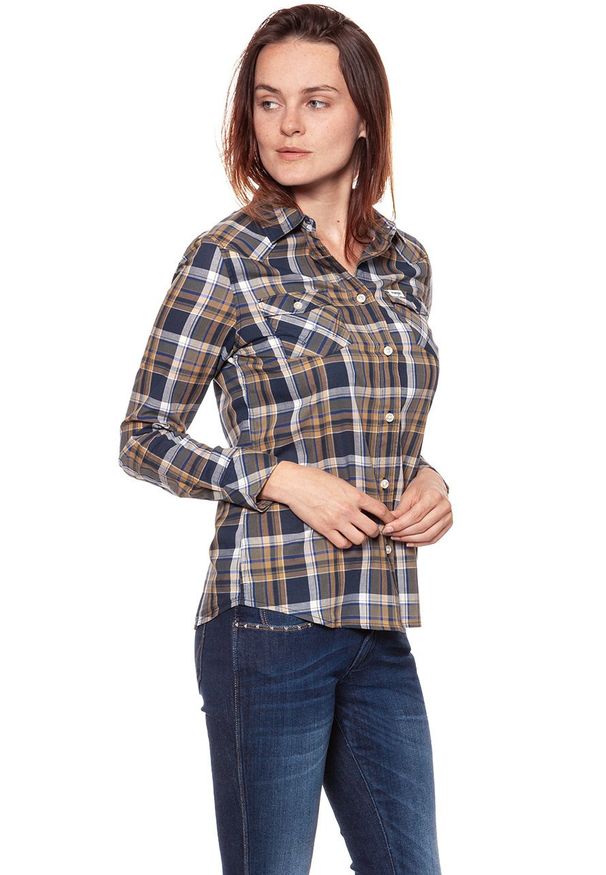 Wrangler - KOSZULA WRANGLER CHECK SHIRT DUSTY OLIVE W5240LU45 112129348. Wzór: kratka