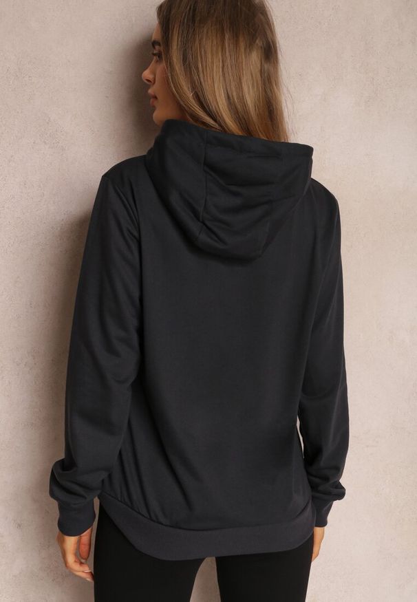 Renee - Czarna Bluza z Kapturem Lemine. Typ kołnierza: kaptur. Kolor: czarny. Materiał: wiskoza, dzianina. Długość rękawa: długi rękaw. Długość: długie