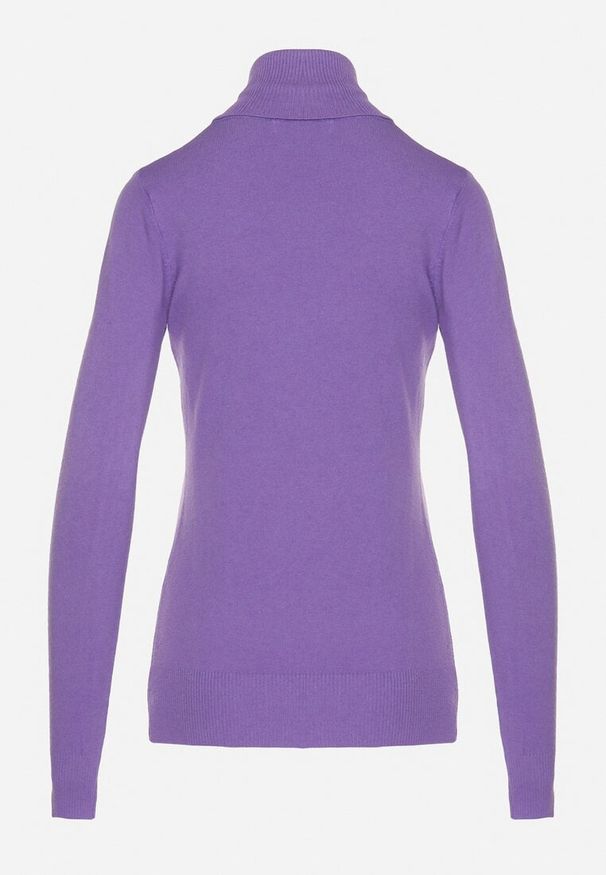 Born2be - Fioletowy Golf Sweter z Wiskozą i Kaszmirem Zailaya. Okazja: na co dzień. Typ kołnierza: golf. Kolor: fioletowy. Materiał: kaszmir, wiskoza. Styl: casual